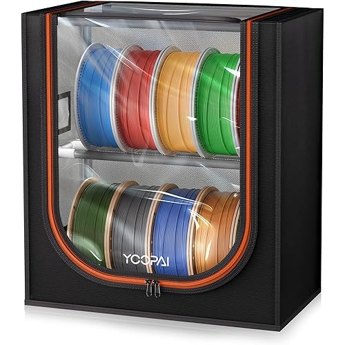 YOOPAI 3D Printer Filament Storage Box with Desiccants - 2 Tiers Metal Filament Storage Rack with Cloth Cover,Holds Up to 12 Rolls of Filaments - 3D Filament Holder for Home, Office Workshop, Studio