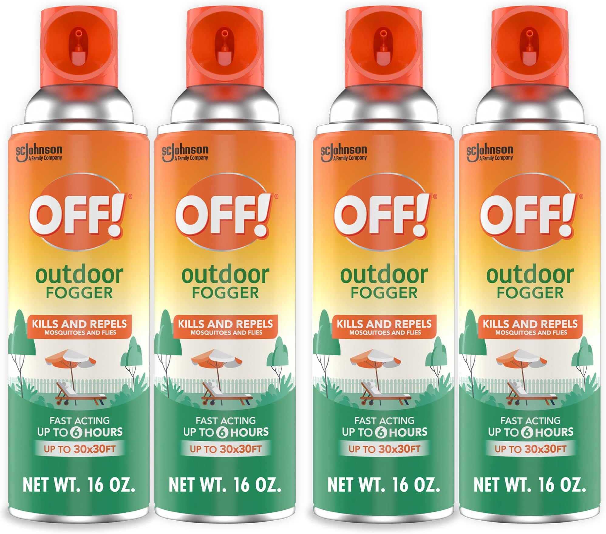 OFF! Outdoor Insect & Mosquito Repellent Fogger, Backyard Pretreat, Kills & Repels Insects in an up to 900 sq, ft, Area, 16 oz (Pack of 4)