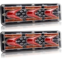 LED Truck Tail Light 24V Sequential Flowing Turn Signal Tail Brake Small Rear Combination Truck Trailer Boat Use Tail Light Arrow Type Universal Vehicle Inspection Compliant ABS Made Clear