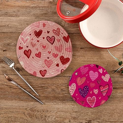 Miniatura 269 de Trivets for Hot Dishes Pots and Pans 2 PC Pot Holders Heat Resistant Cotton Round Potholders for Kitchen Countertop Decorative Autumn Maple Leaves