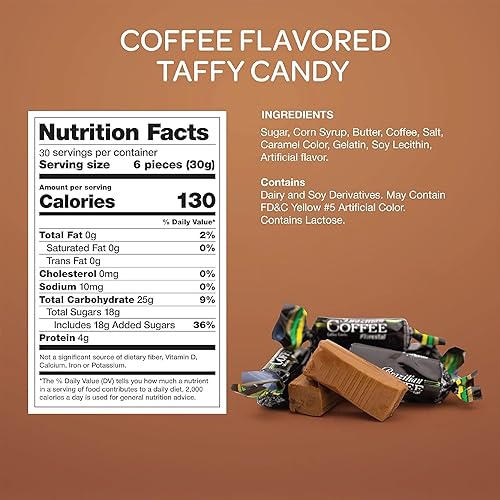 Vista 2 de Caramelo de caramelo brasileño con sabor a café – Paquete a granel de 2 libras (alrededor de 165 unidades) – Envuelto individualmente