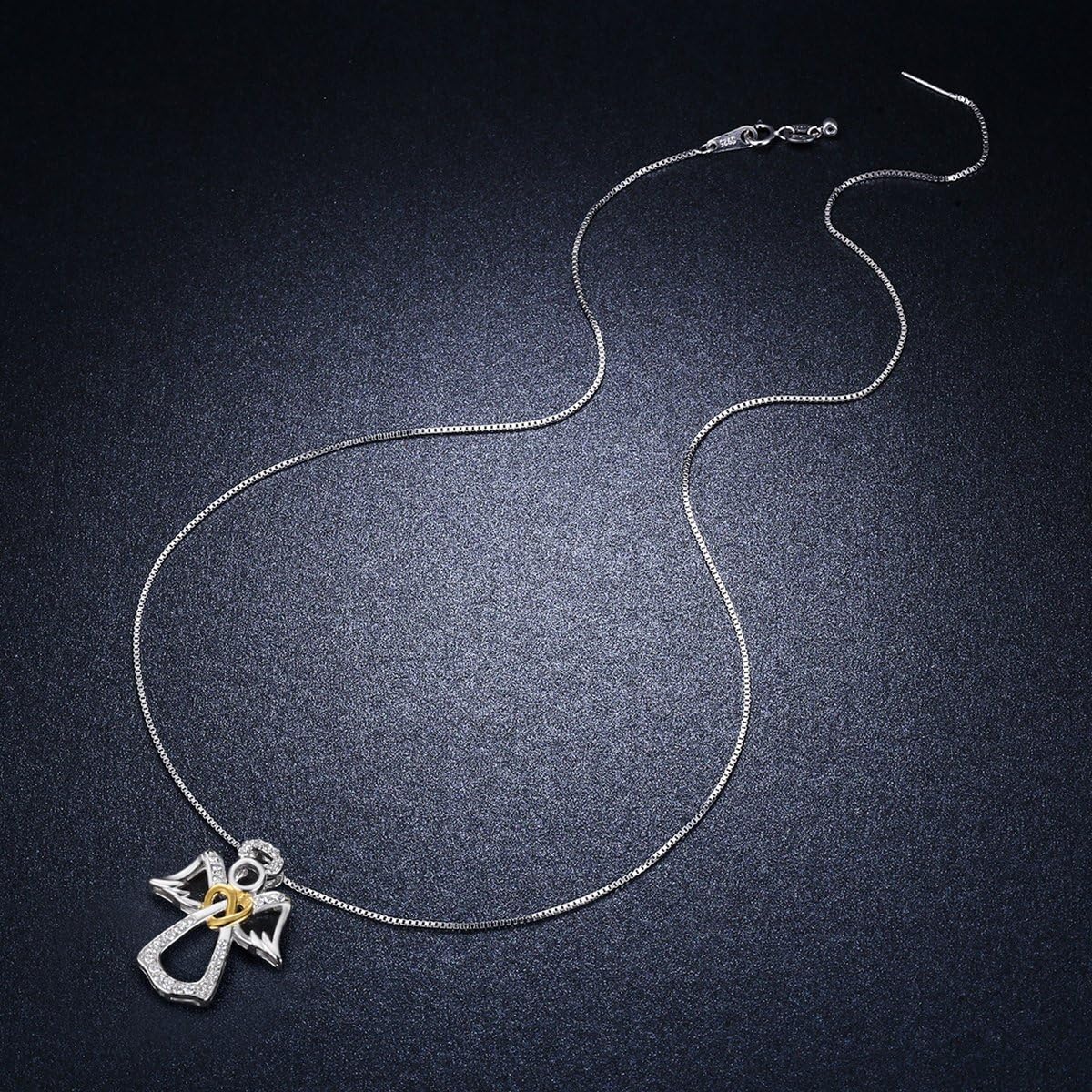 925 Sterling Silver Cubic Zirconia Guardian Angel Pendant Necklace for Women Rose Gold Heart Jewelry Unique Gifts for Women - Image 7