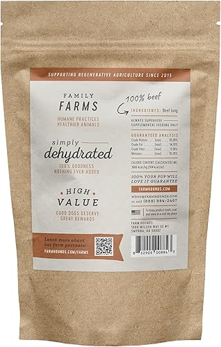 Miniatura 8 de Farm Hounds Golosinas de carne seca de pulmón para perros, golosinas secas prémium para perros, golosinas de entrenamiento con alto contenido de