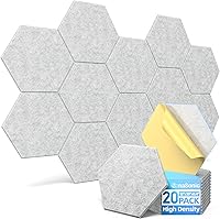 Vista 17 de Paquete de 12 paneles acústicos hexagonales con autoadhesivos, paneles de espuma a prueba de sonido de 12 x 10 x 0.4 pulgadas para paredes, paneles