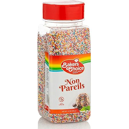 Bakers Choice Rainbow NonPareils Sprinkles, Cake Sprinkles and Toppings Non Pareil Sprinkles Gluten Free - Dairy Free - Kosher - 12 Ounce.