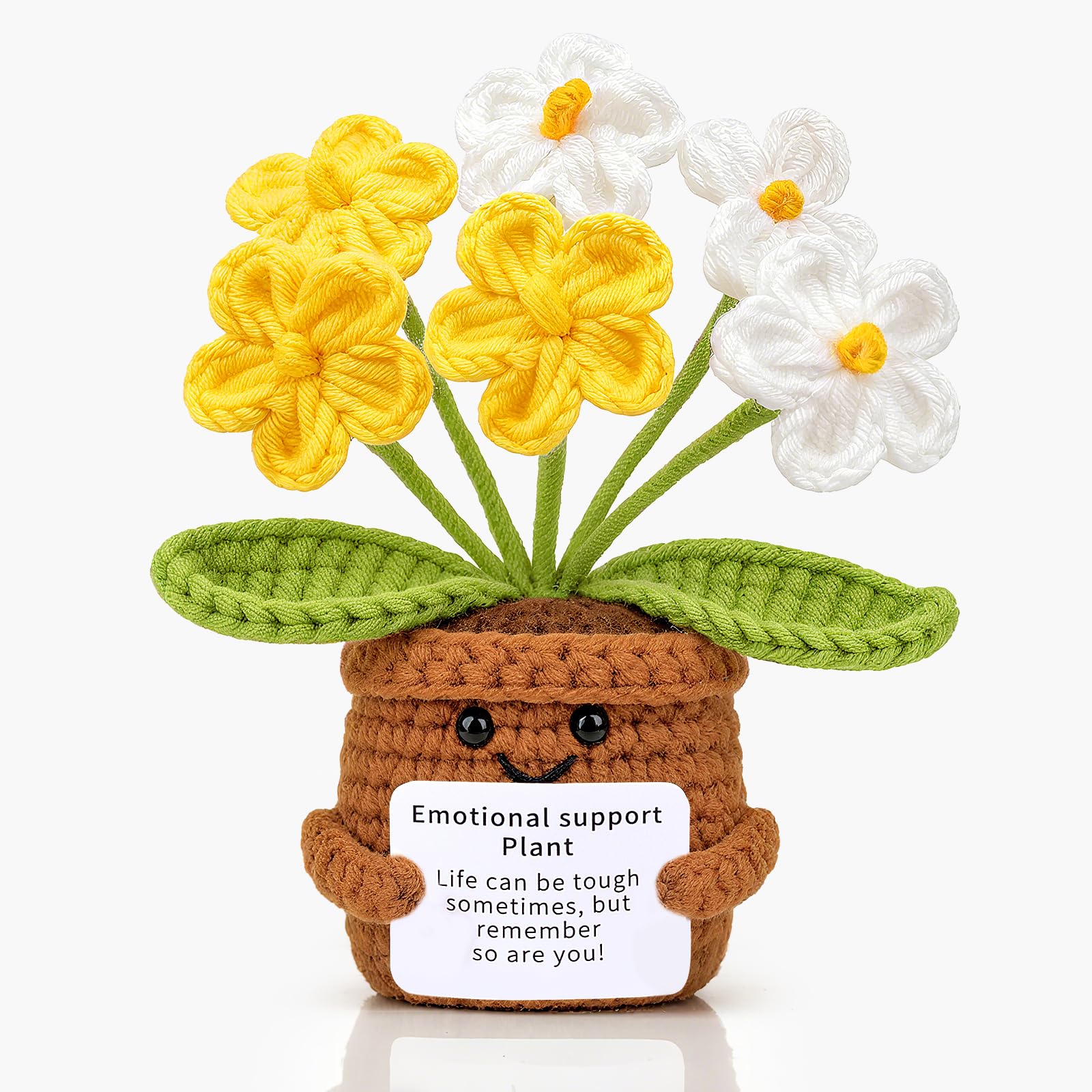 Mwmoeen Pocket Hug Positive Blume, Lustige Positive Strickwolle Sonnenblume Motivationsgeschenke Geschenke für Freundin Kollegen und Famili(P6)