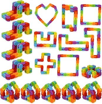 Wacky Track Fidget Toys Bulk 30 Pack Rainbow Snap and Click Twisty Toys for Kids, Party Favors, Classroom Rewards, Treasure Box Prizes