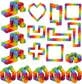Ganowo 12 Pack Wacky Tracks - Rainbow Color Snap Click Fidget Toys for Kids Adults ADHD Finger Sensory Autism Stress Relief Keeps Fingers Busy and Minds Focused