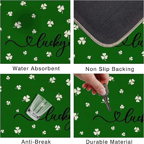 Miniatura 6 de Tapete para puerta del Día de San Patricio, 30 x 17 pulgadas, diseño de tréboles de la suerte, tapete de entrada para el día de San Patricio, tapete