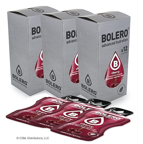 Miniatura 3 de Bolero Advanced Hydration - Palitos de una sola porción sin azúcar, prácticos paquetes de mezcla de bebidas sin calorías, cereza, 3 paquetes de 12