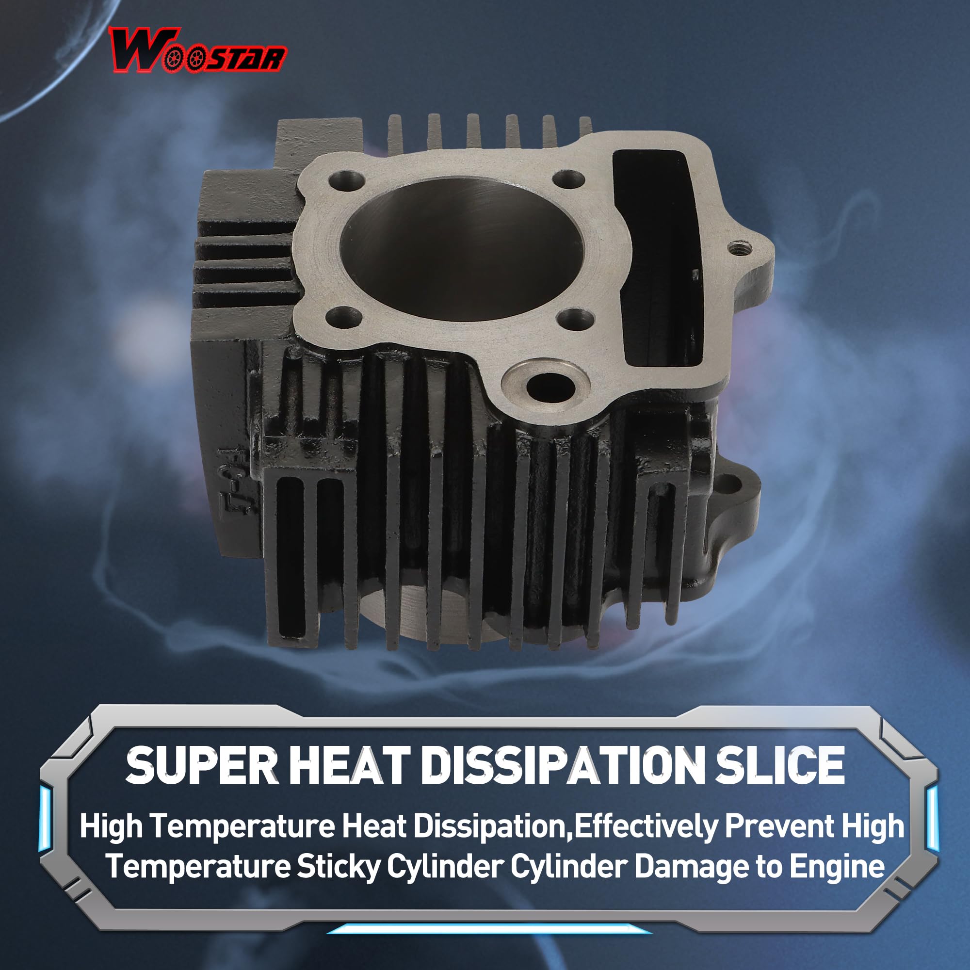 WOOSTAR 54mm Hierro Big Bore Cilindro con Pistón Kit Reemplazo para C90 JH90 C100 C110 CT100 JH110 DY110 QJ110-9 ZS110 152FMH 125cc Motocicleta Motor ATV Go Kart Dirt Pit Bike
