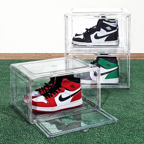 Miniatura 4 de MMBABY Paquete de 12 cajas de zapatos transparentes apilables, cajas grandes de almacenamiento de zapatos, cajas de zapatos de acrílico que ahorran