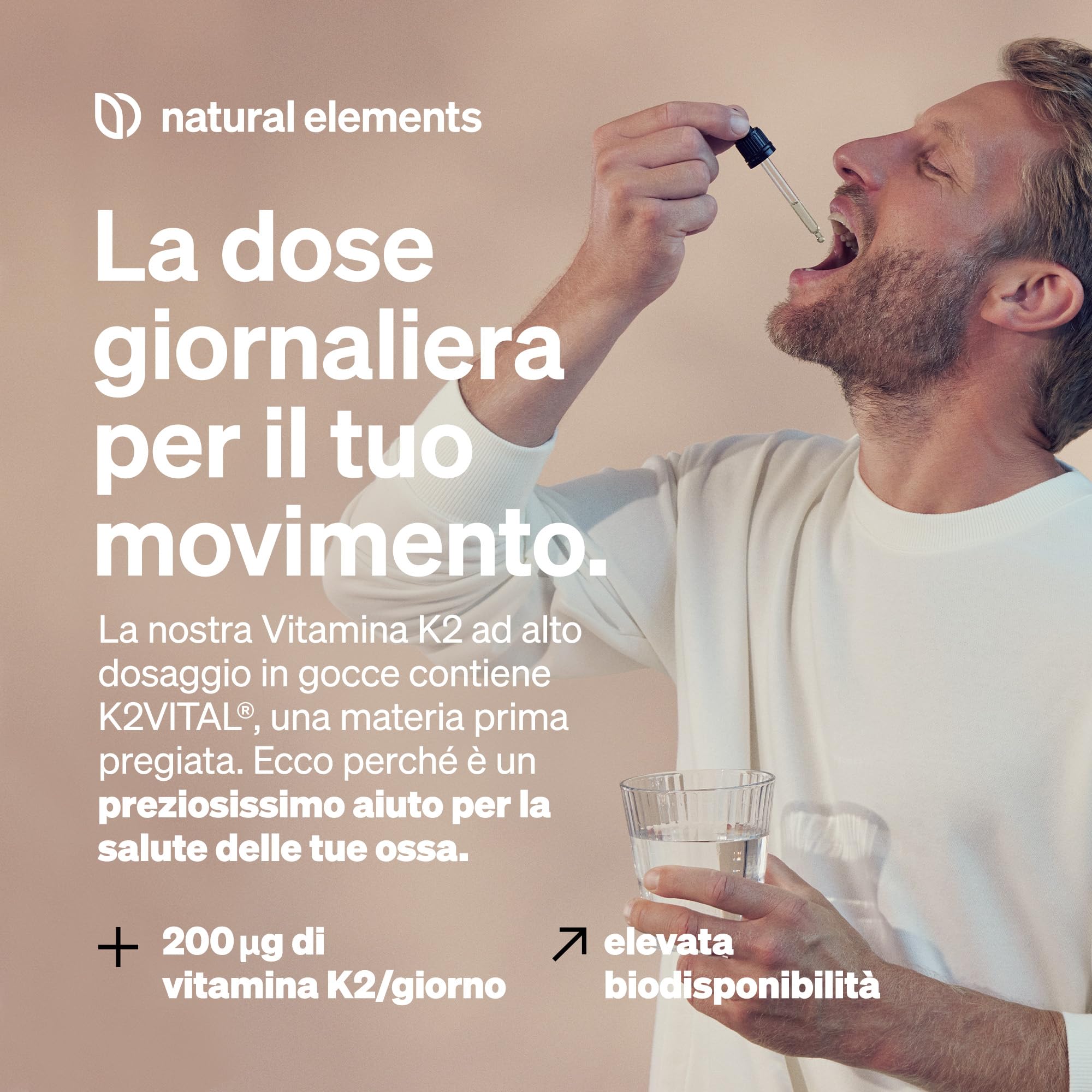 natural elements Vitamina K2 MK-7 200µg - 50 ml - contenuto all-trans > 99,7% - testato in laboratorio, vegano, alto dosaggio e prodotto in Germania