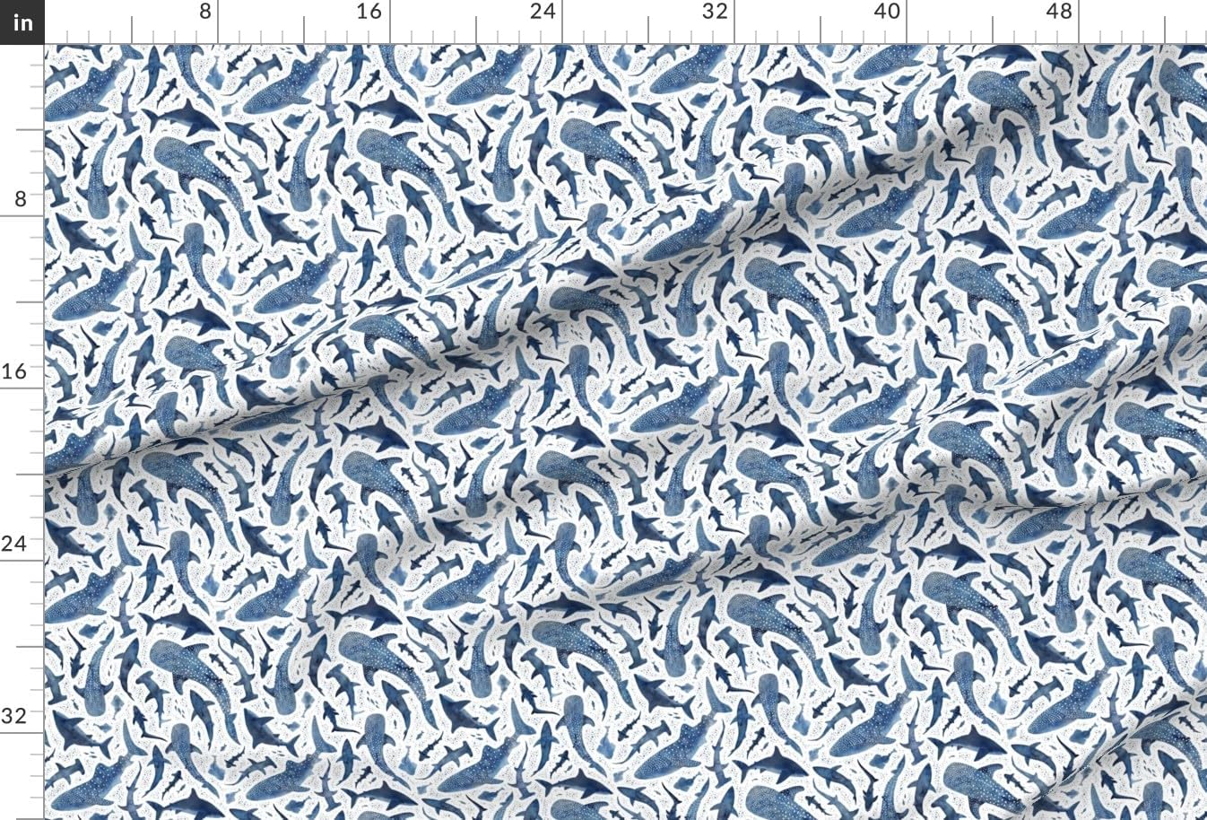 Spoonflower Fabric - Ocean Under The Sea Coastal Nature Kids Beach Sharks Whale Marine Life Printed on Minky Fabric Fat Quarter - Sewing Baby Blankets Quilt Backing Plush