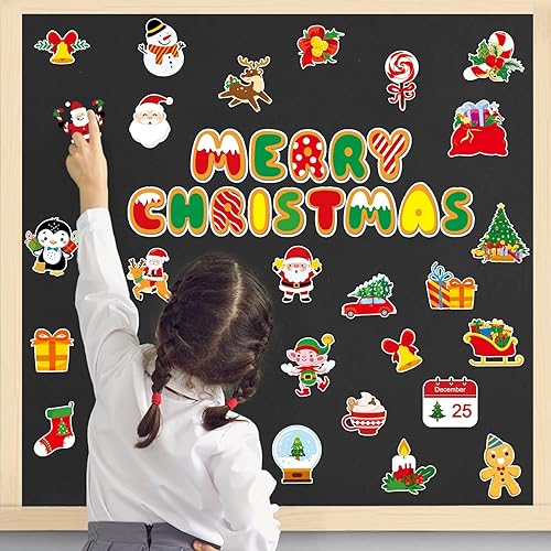 Miniatura 6 de 36 imanes de Navidad para refrigerador, cubierta magnética para refrigerador, Papá Noel, decoración navideña para buzón, casillero, nevera,