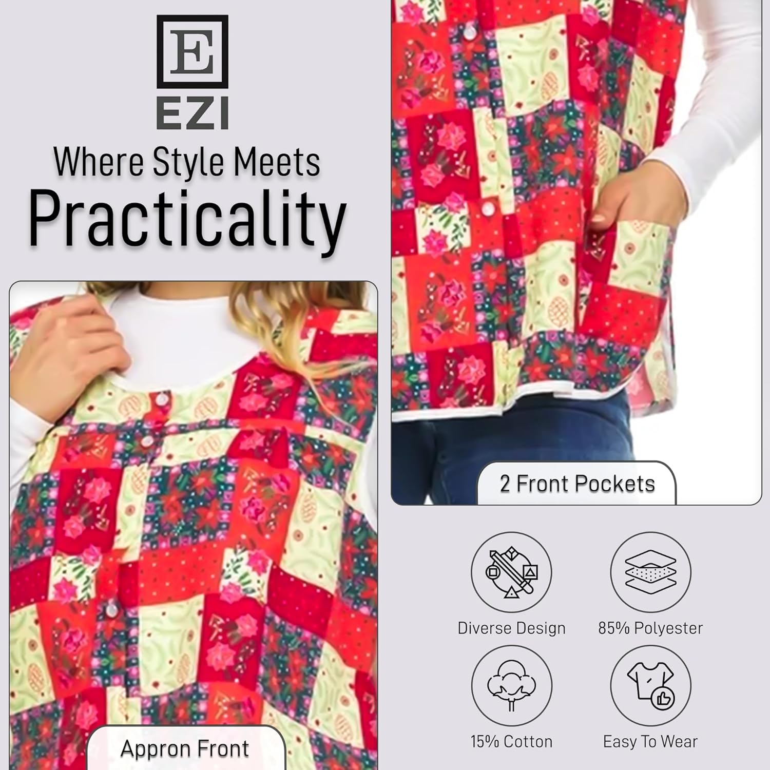 Ezi Women's Cotton-polyester Cobbler Apron with Pockets - Image 3