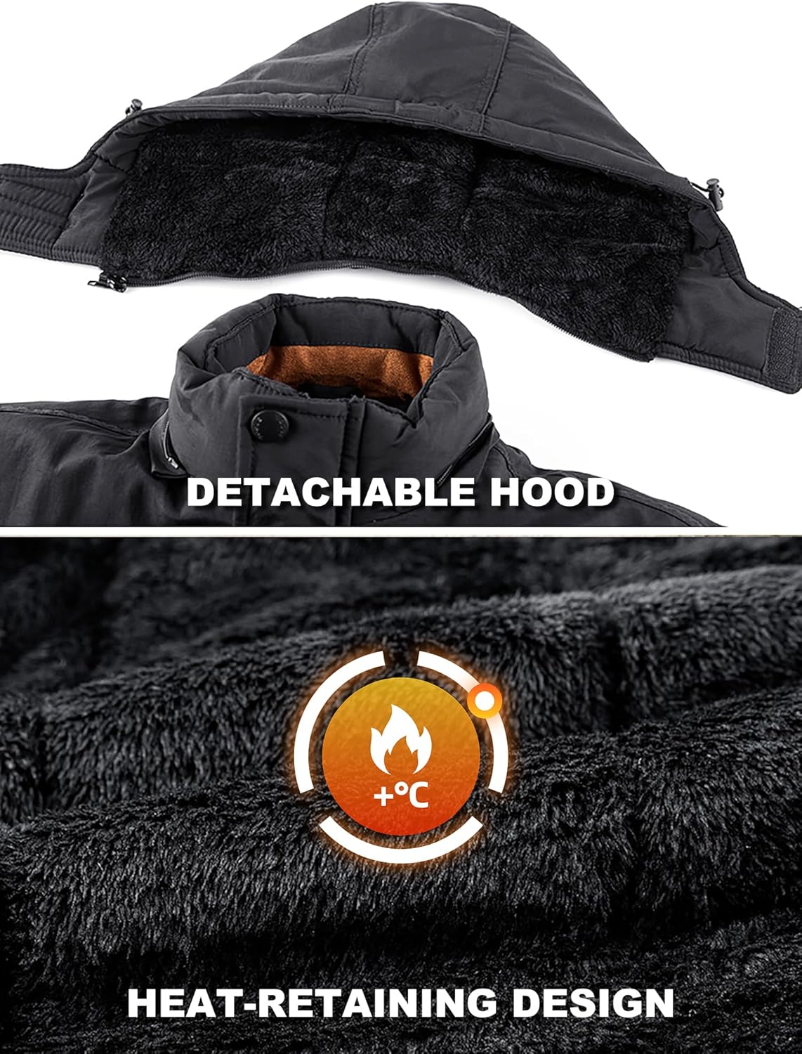 ZITY Men's Winter Fleece Lined Hooded Parka Heavyweight Warm Insulated Coat with Multiple Utility Pockets - Image 4