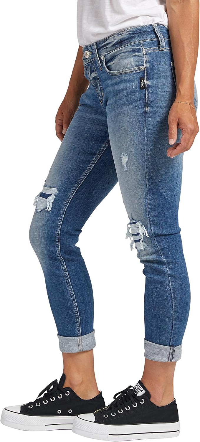 Silver Jeans Co. Women’s Girlfriend Mid Rise Slim Leg Jeans