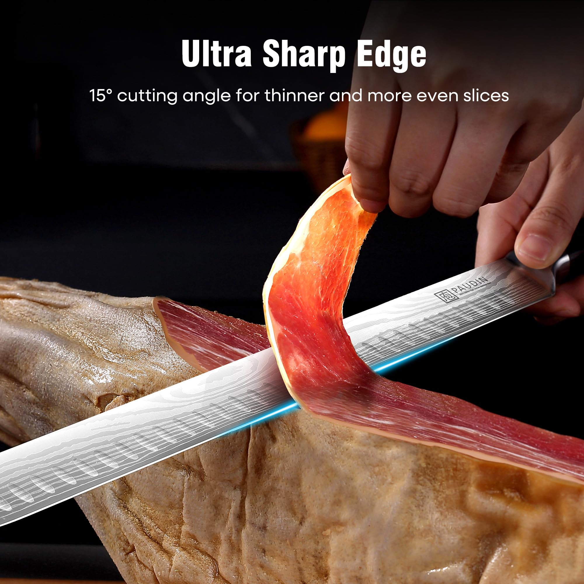 PAUDIN Brisket Knife, 12 Inch Carving Knife, Razor Sharp High Carbon Steel — Amazon image 2