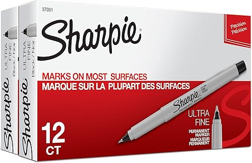 Sharpie Marcadores permanentes, punta ultrafina, negro, 24 unidades