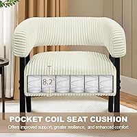 Vista 9 de Yaheetech Juego de 2 Sillas de Acento de Pana Tipo Barril, Sillón Tapizado Moderno con Patas de Madera Maciza, Cómoda Silla de Descanso con Asiento