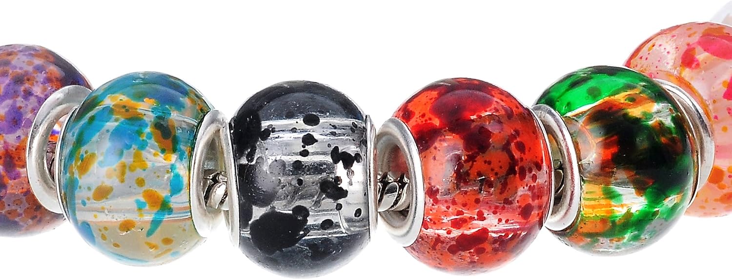 RUBYCA 50 Pcs Bulk Surreal Colors Murano Glass Beads Fit European Charm Bracelet for Jewelry Making