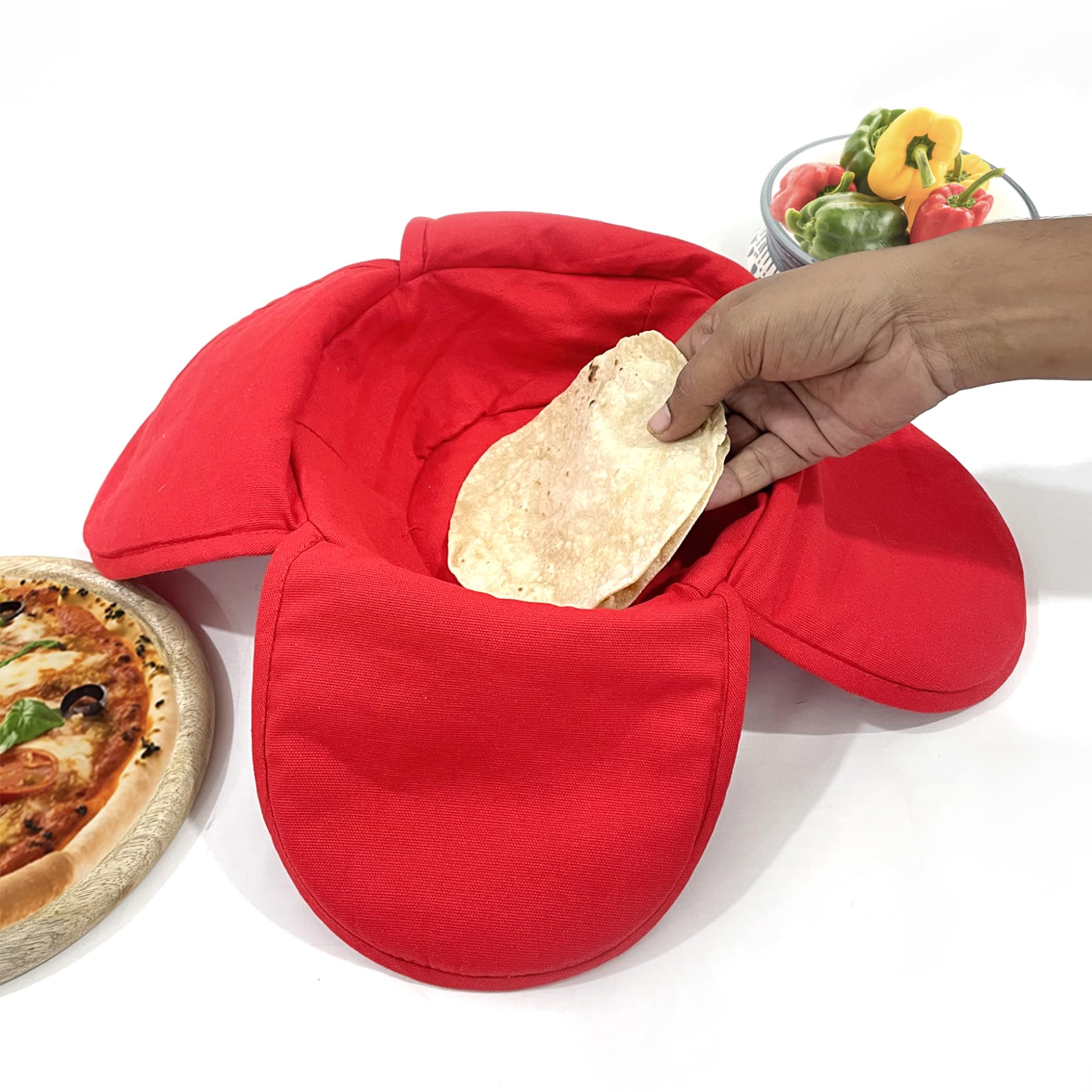 Swayam 100% Cotton Cloth Roti Cassrole | Hot Chapati Box | Bread Basket Washable with Chain | Roti Rumal