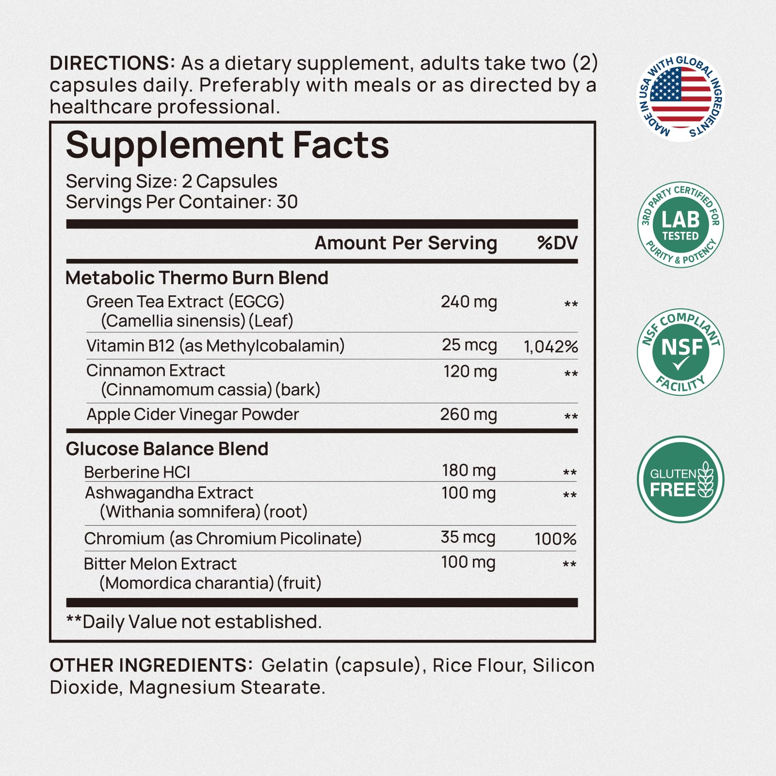 Selerb Metaburn Weight Loss Pills for Women & Men - Appetite Suppressant & Fat Burner, Metabolism Support Weight Loss Supplement with Berberine, Chromium, Green Tea & B12-60 Capsules — Amazon image 7