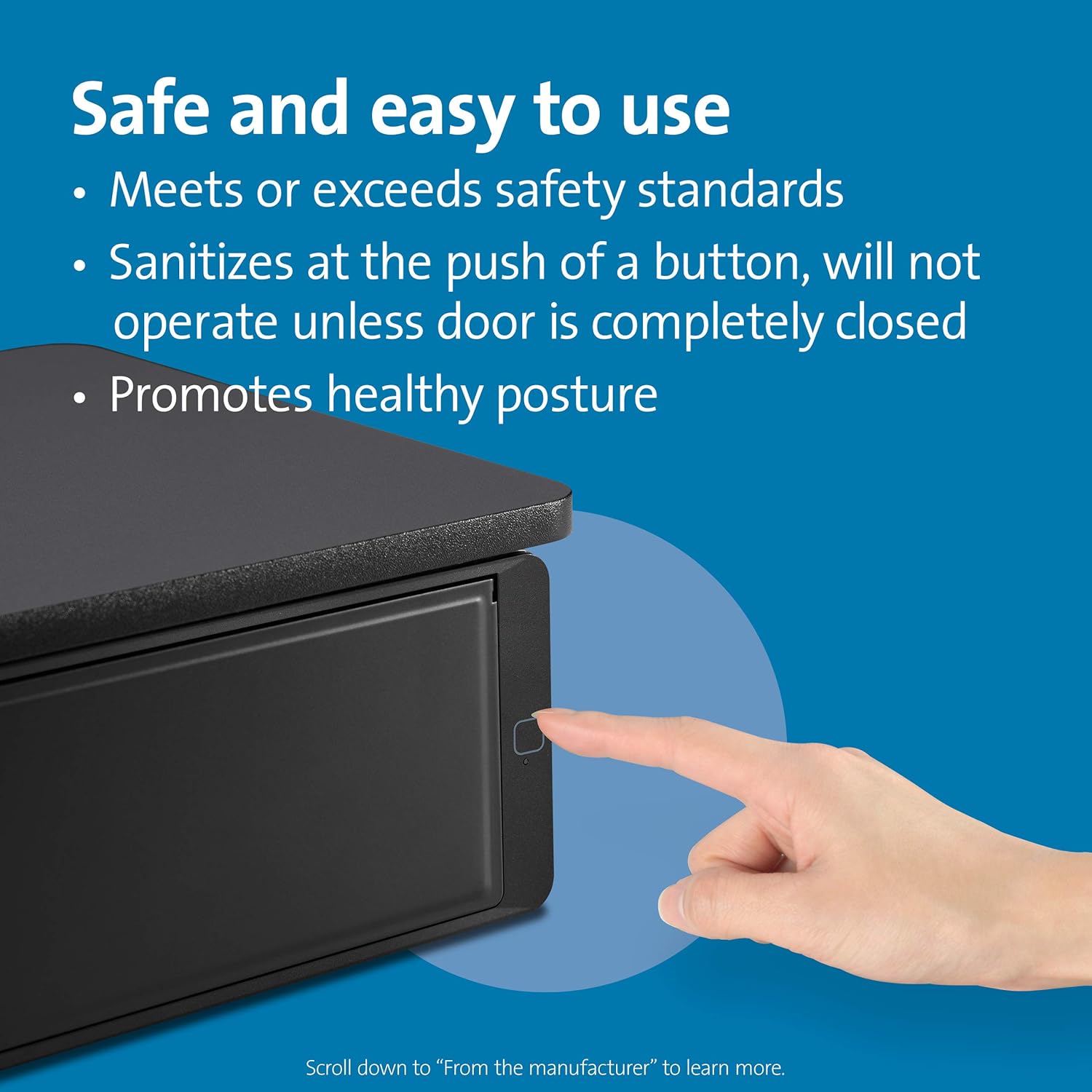 Kensington Monitor Stand Riser UVStand™ with UV Disinfection Compartment, Computer Monitor Stand with Storage Drawer, Desktop Monitor Riser for Monitor Up to 34", Black K55100WW 27" x 14" x 7"