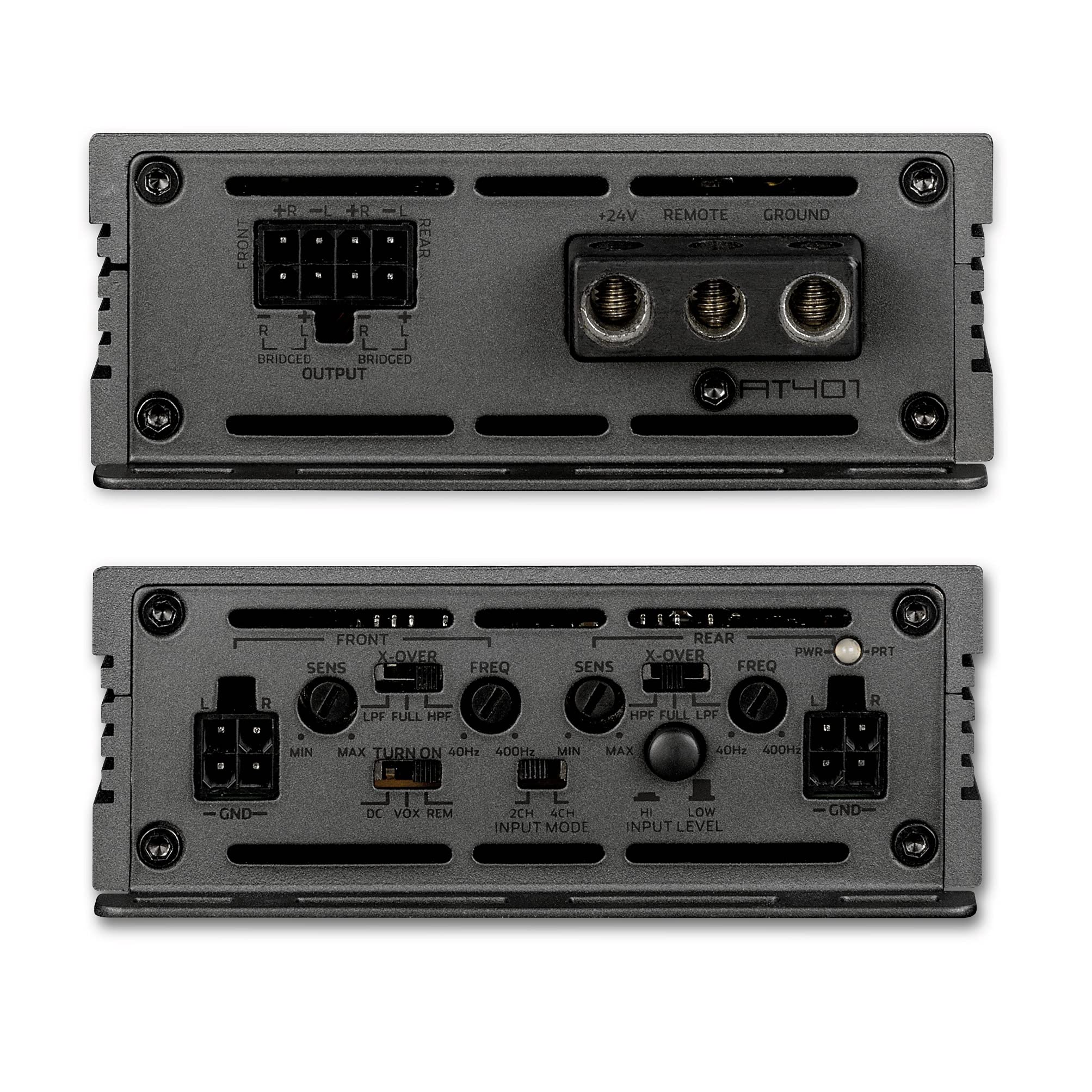 AXTON AT401 – Leistungsstarker 4-Kanal 24 V Verstärker für LKWs, Class-D Digital Endstufe mit High-Level Eingang, geeignet für Trucks und Reisemobile mit 24 Volt Bordnetz, 4 x 100 W