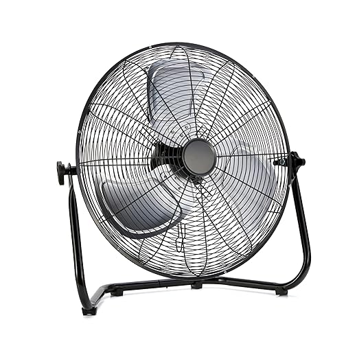 Amazon Basics 18" High Velocity Industrial Fan, Floor Fan, with 3 Speeds, Tilt Head, ETL-Listed Safety Compliance, Metal Housing/Blades, Ideal for Industrial/Commercial Space/Garage/Gym, 100W, Black
