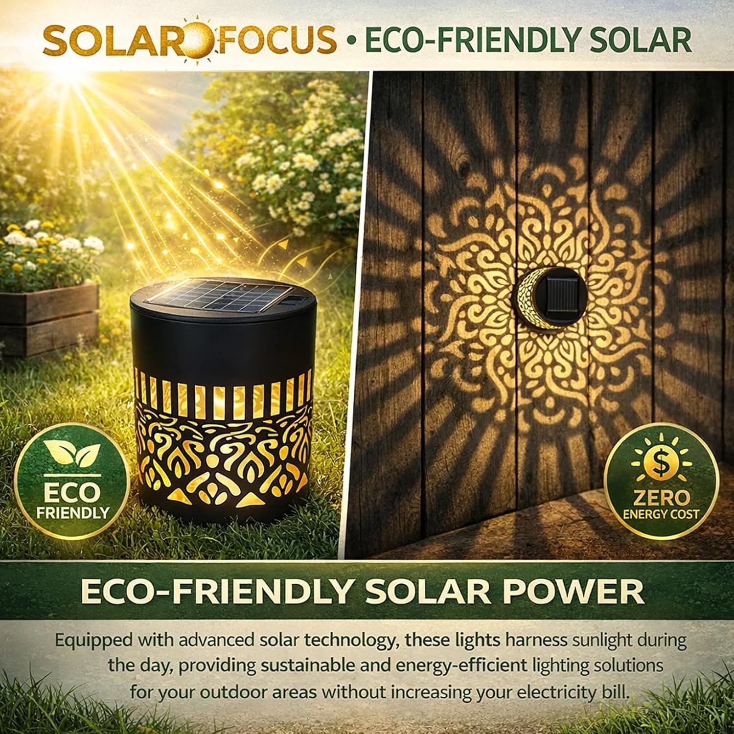 Pealeaf Luci solari mandala decorative, lampade esterne in metallo per terrazza, gradini, muro, recinzione, giardino e vialetto, impermeabili (4PCS)