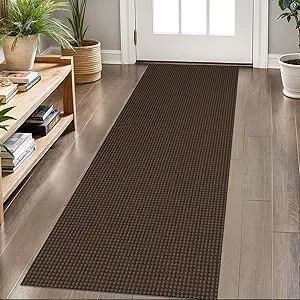 KOZYFLY Runners for Hallways 2x6 ft Washable Kitchen Runner Non Slip Rubber Backed Hall Runners Cotton Entryway Runner Rugs Floor Carpet for Indoor Backdoor Bedroom Kitchen, Reddish Brown/Coffee