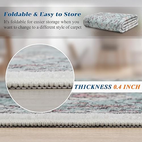 Miniatura 3 de Mcadore Alfombras de área de 8 x 10 pies, alfombra bohemia lavable, antideslizante para sala de estar, dormitorio, cocina, alfombra suave de pelo