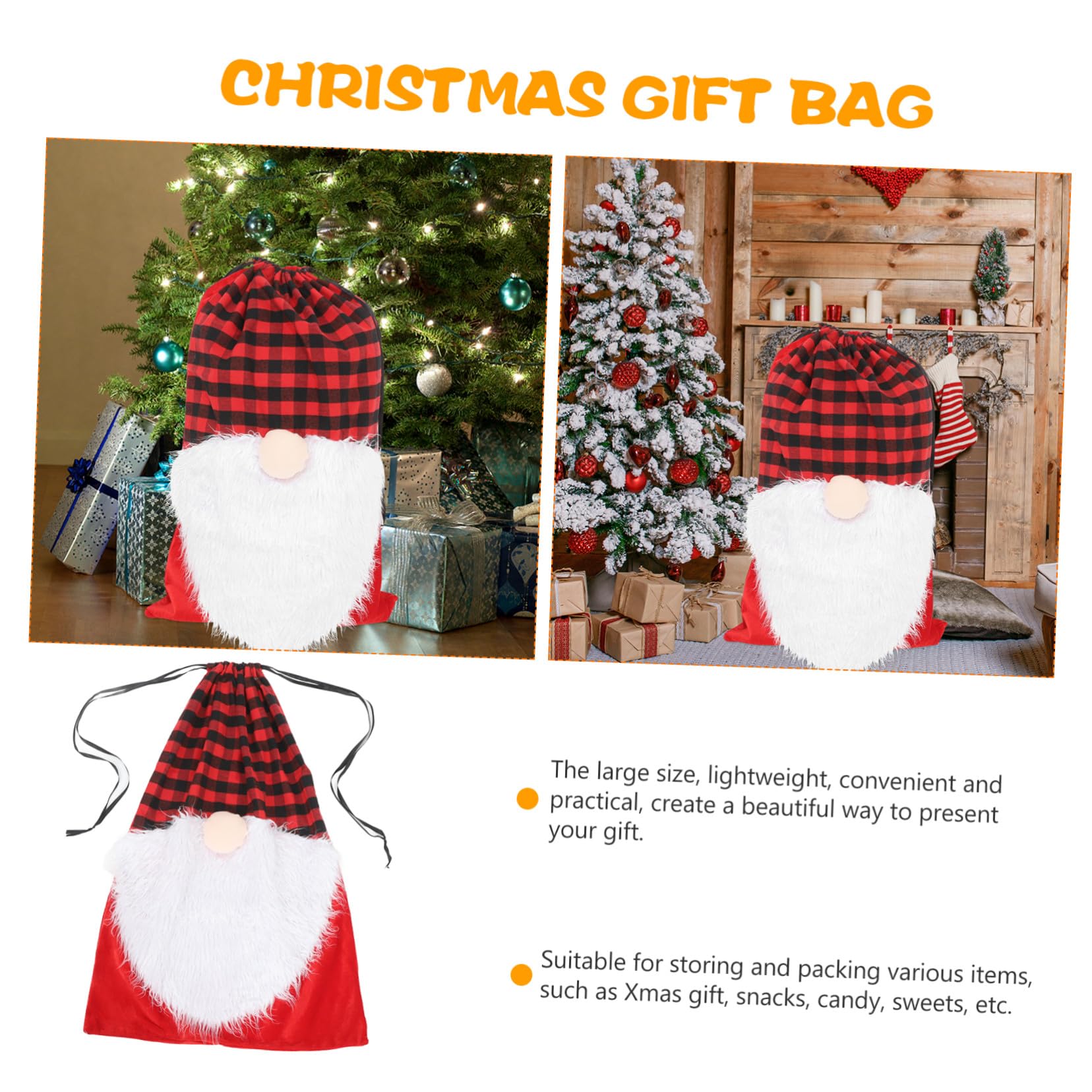 AKOOSY Große Weihnachts Geschenktüte mit Motiv Großer Kapazität Kordelzug Vielseitige Geschenkverpackung für Süßigkeiten Snacks Kleine Präsente Deko für Xmas Partybedarf