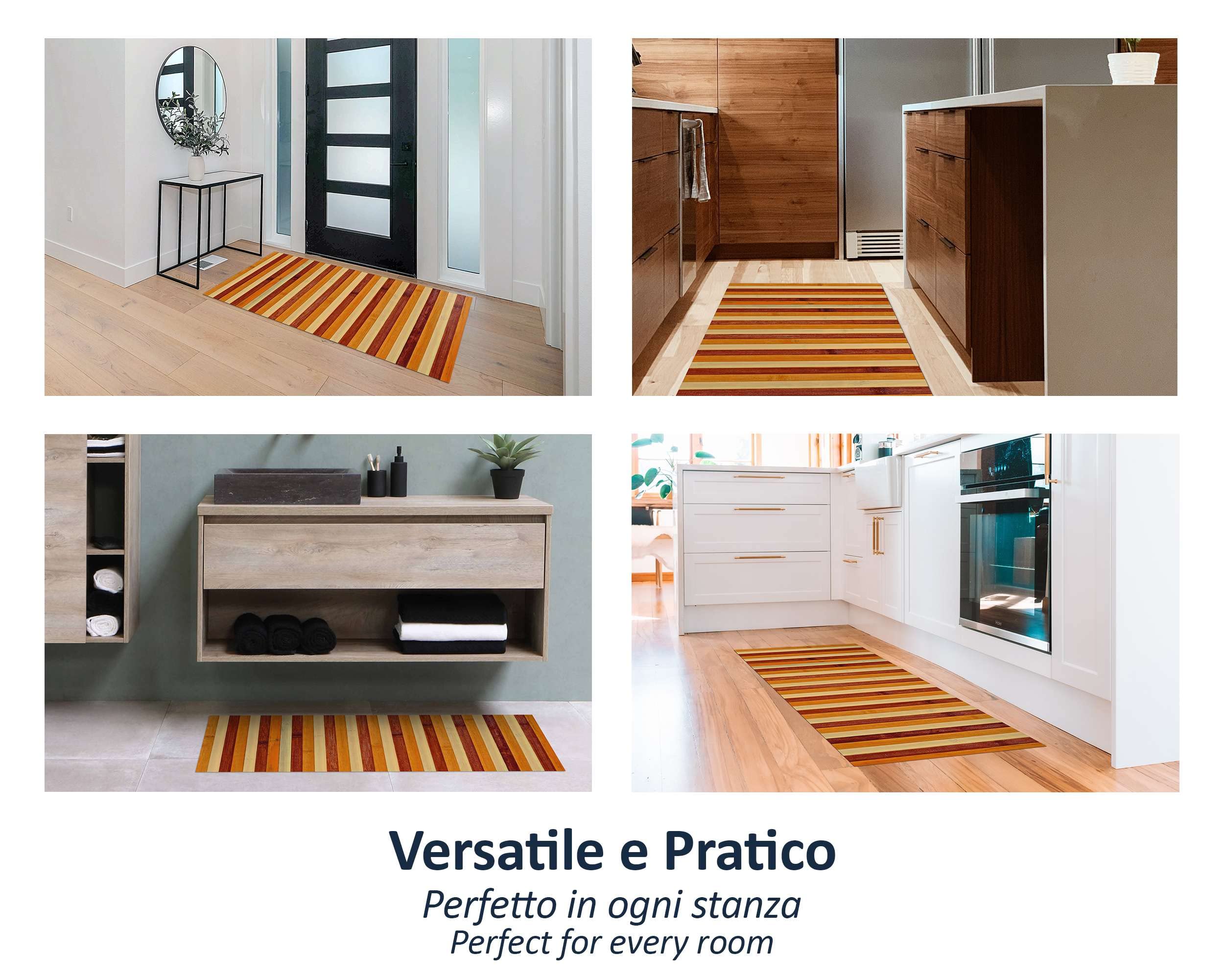 HomeLife Tappeto Cucina Antiscivolo Lavabile 50X240 Made in Italy | Passatoia Antimacchia in PVC Interni e Esterni Stampa Bamboo Degrade Naturale | Tappeti Runner Lungo in Gomma [240 cm]
