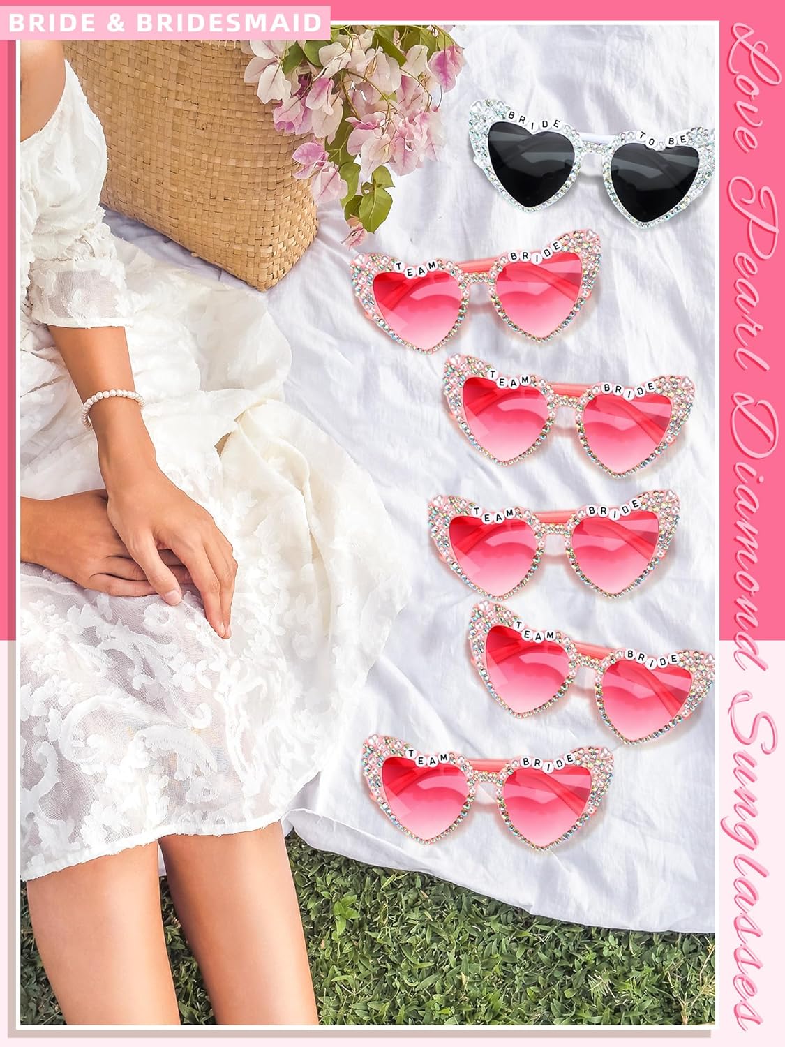 6 Pcs Bride Sunglasses Bachelorette Sunglasses Party Favors for Bridesmaids for Wedding Party Bride to Be Gifts - Image 3