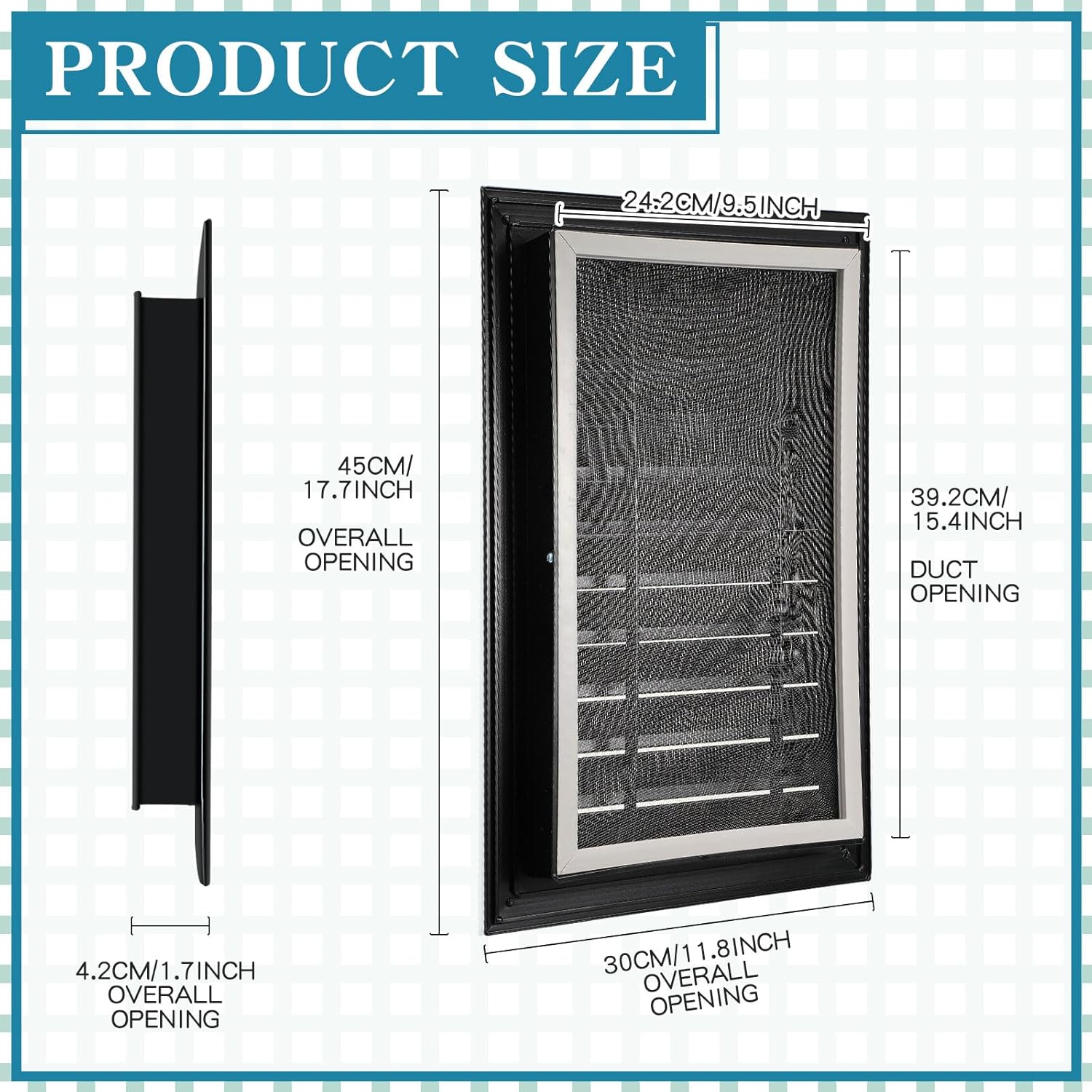 gisafai 2 pcs 12" x 18" gable vent aluminum alloy wall vents shed attic vent with screen return air grill with screws, for ventilation exterior doors wall house (black) 12" x 18" black