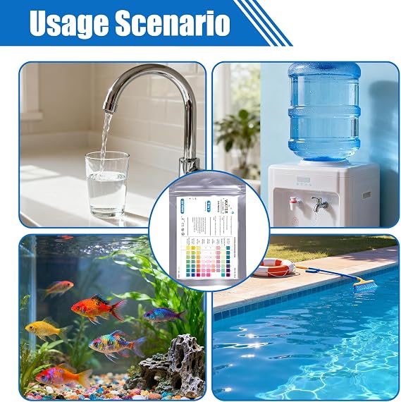 9-in-1 Aquarium Test Strips, 50PCS Fish Tank Water Test Kit for Carbonate Hardness Nitrate Nitrite Free Chlorine Iron Total Alkalinity Ph Copper, for Pools Pond (50 PCS)