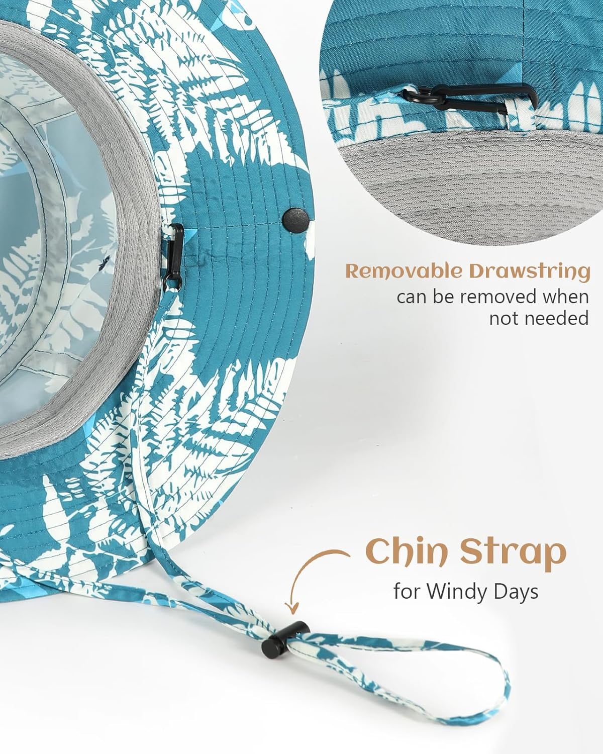 Printed Bucket Hat UPF 50+ Quick-Dry Breathable Sun Hat, Roll-Up Brim Boonie Hat with Adjustable Fit for Beach Hiking Fishing - Image 4