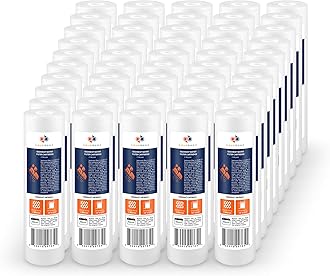 Aquaboon 1 Micron Whole House Sediment Filter 10 x 2.5 for RO & Well Water Filters Replacement Cartridges Compatible with AP110, WHKF-GD05, 50 Pack