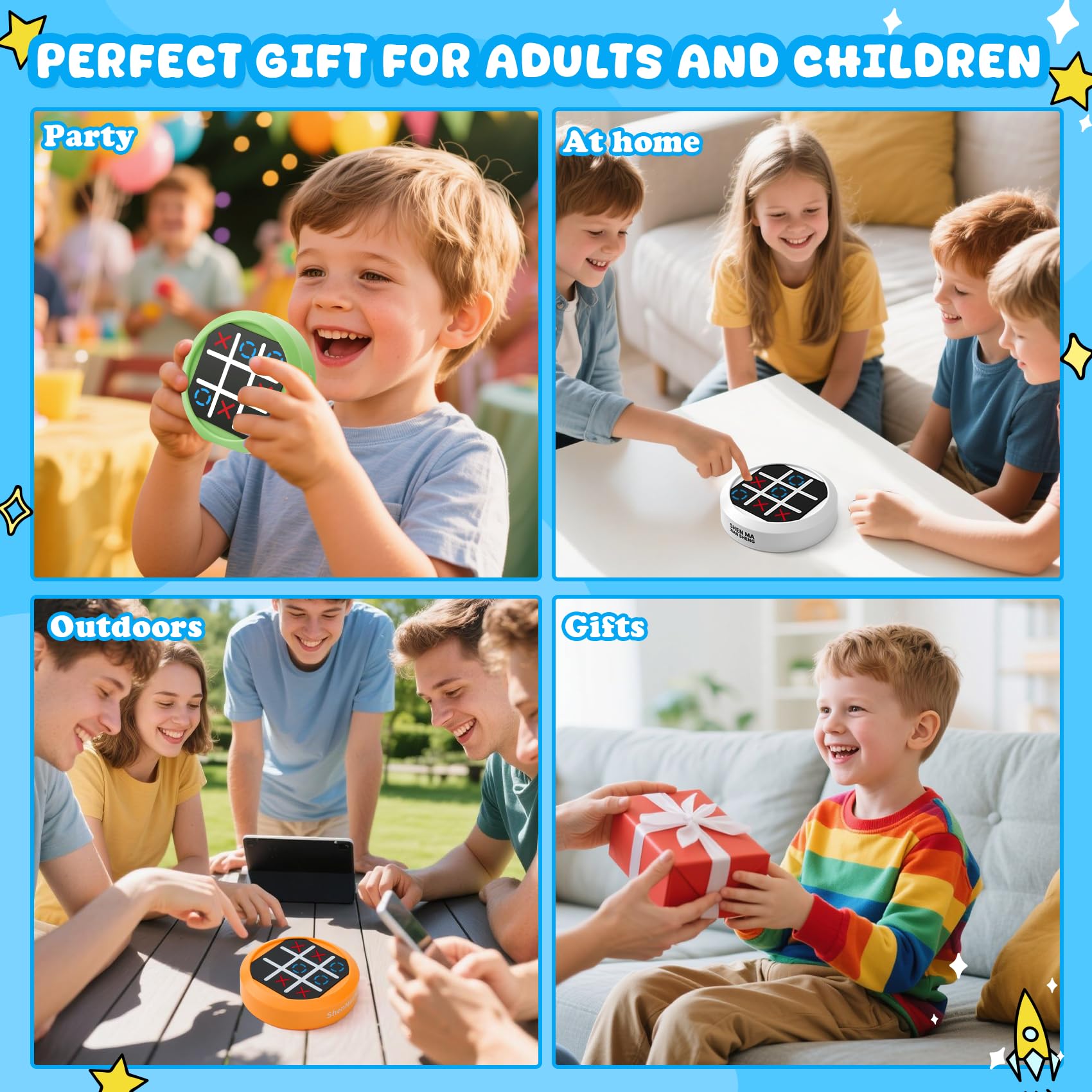 TFIOON Tic Tac Toe, Gioco Elettronico 4-in-1 Tris, Console di gioco di puzzle portatile Regalo Educativo per Bambini Adulti - Gioco in Famiglia (Verde)