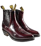 Men's Handmade Leather Dress Boots, Chameleon Pattern, Pointed Toe El General Wine Color