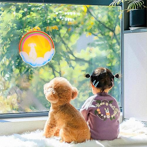 Miniatura 5 de Regalos conmemorativos para perros, arco iris, para colgar en la ventana, atrapasoles de doble cara para decoración del hogar, jardín, campanilla de
