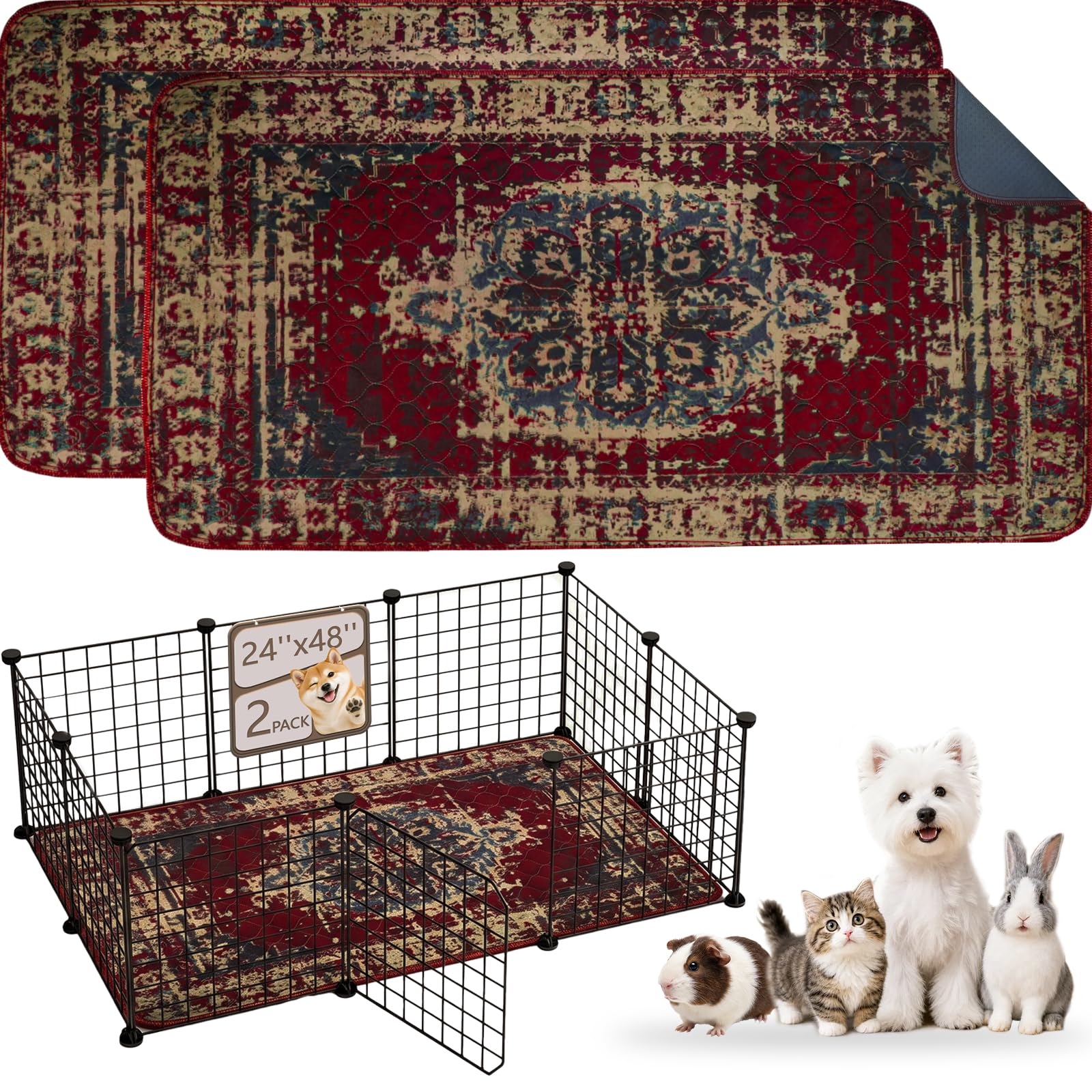 Washable Guinea Pig Pee Pads,Reusable Guinea Pig Cage Liner 2 Pack