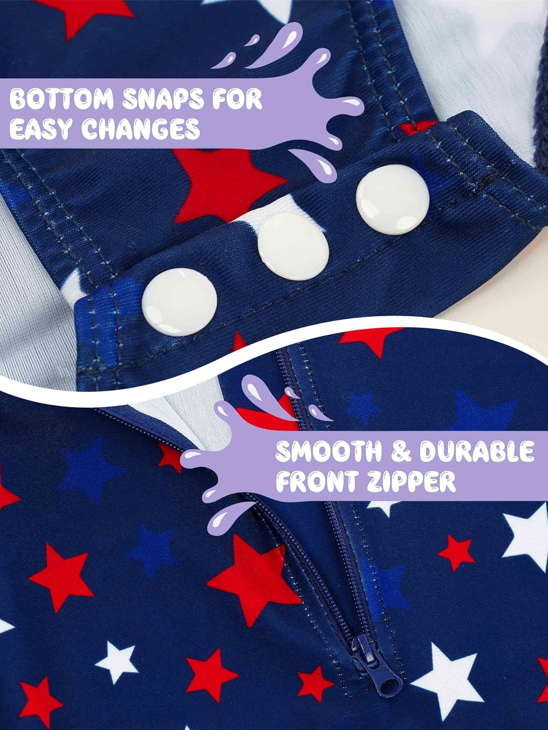 Infant Baby Girl Swimsuit Long Sleeve Rash Guard One Piece Swimwear with Hat Ruffle Bathing Suit with Zipper