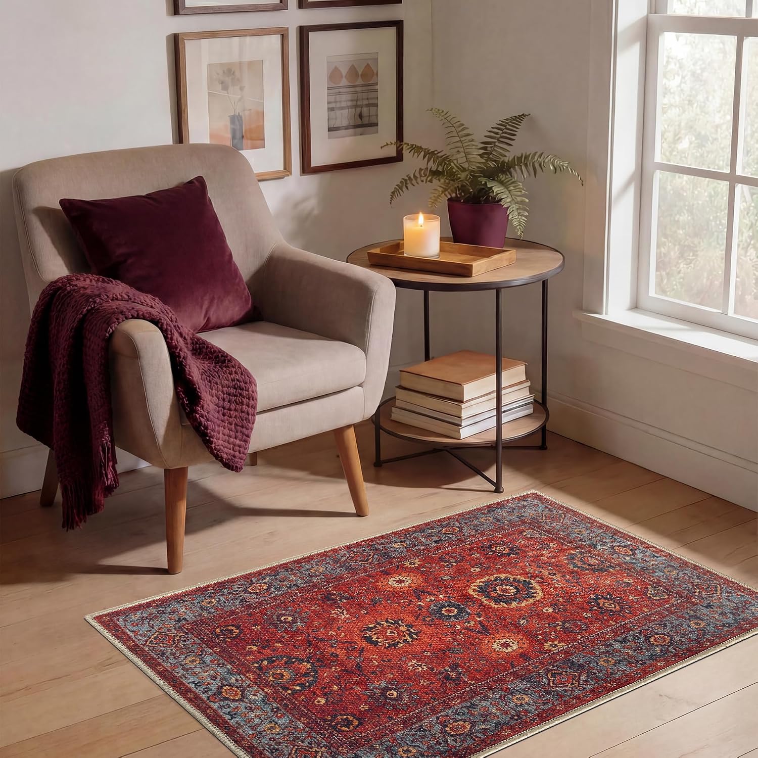 Keen Home Design Vintage Washable Entryway Rug, Non-Slip Low Pile, 2x3 image 4