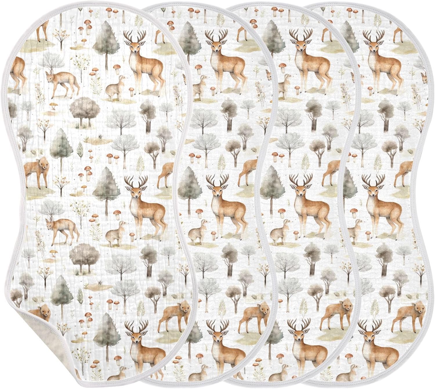 Cotton Baby Burp Cloths 4 Pack Trees Deer Cute Absorbent Soft Newborn Essentials 20852831