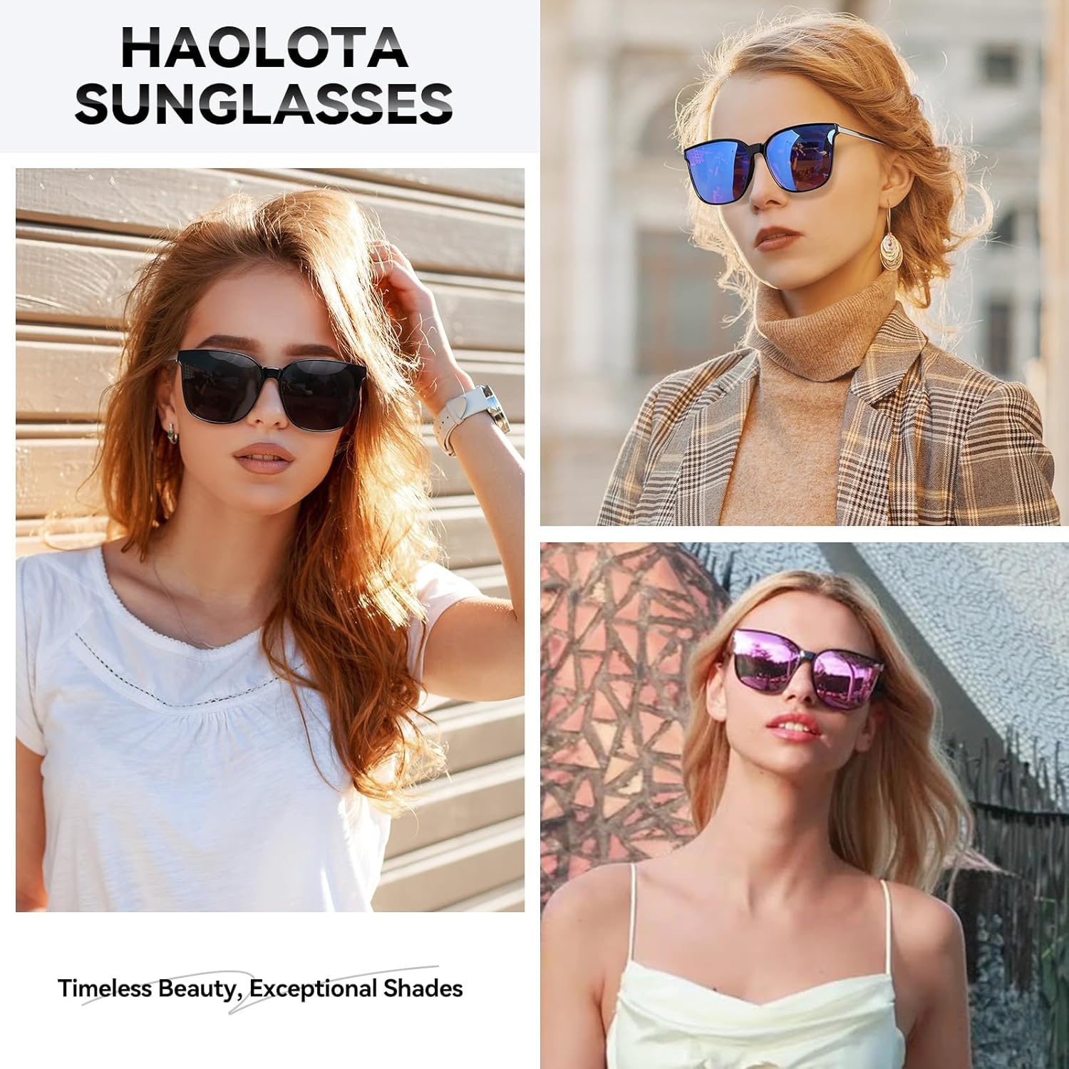 HAOLOTA Polarized Sunglasses for Women UV Protection Oversized Cat Eye Lightweight Trendy Shades - Image 2