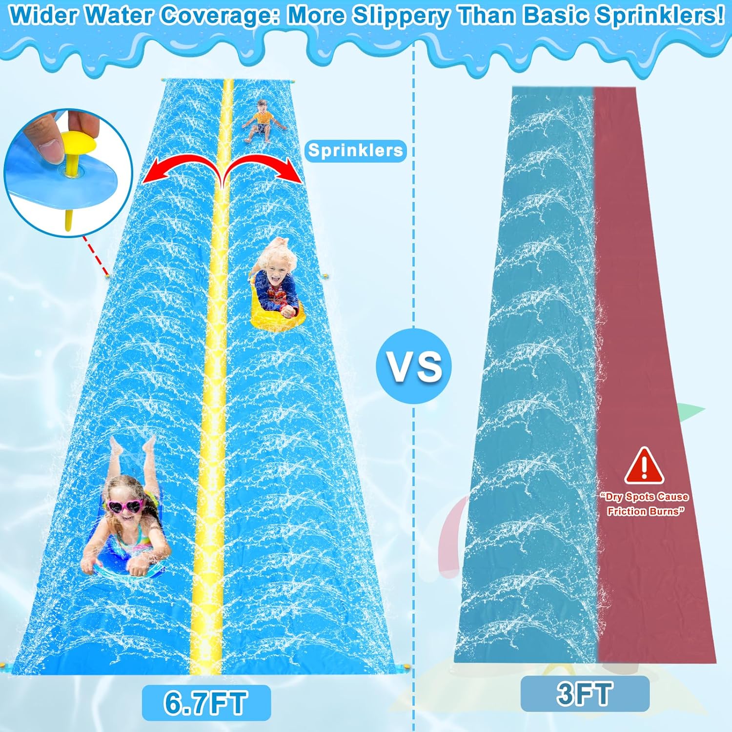 iGeeKid 45Ft Huge Slip and Water Slide with Sprinkler, Heavy Duty Lawn Waterslide for Kids Adults, Extra Long Double Lane Water Toys n Slides with 2 Bodyboards Backyard Lawn Summer Outdoor Water Toys